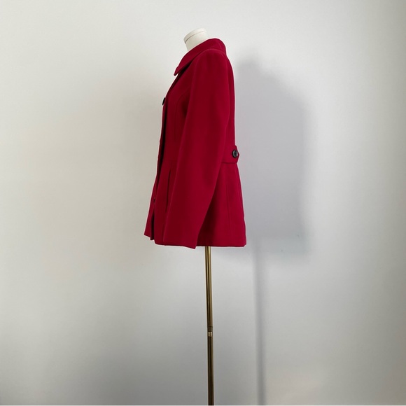 Style & Co Red Double Breasted Peacoat with Removable Hood - Picture 4 of 14